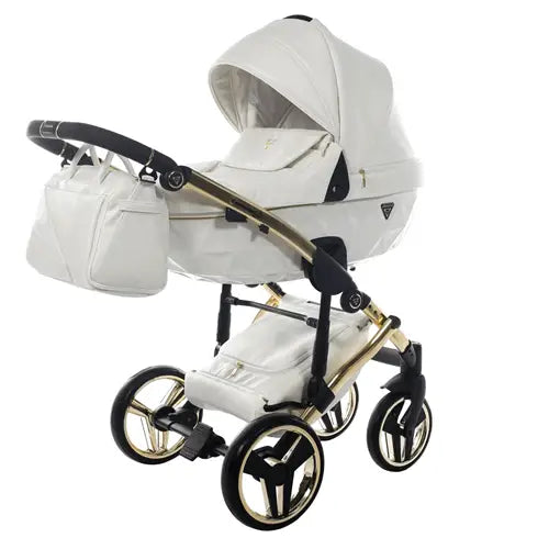 Junama Diamond 2 in 1 Pram - Flou Individual White & Gold Junama