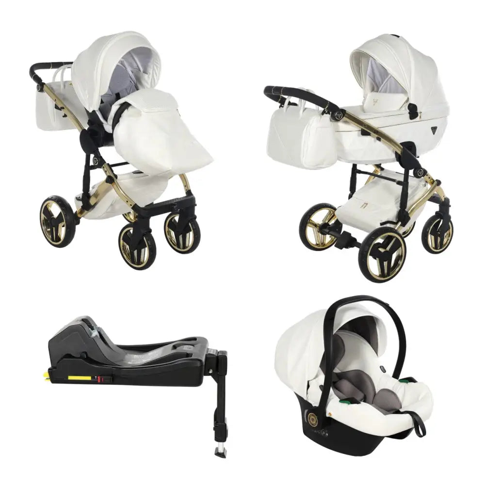 Junama Diamond 4 in 1 Travel System with Isofix - Flou Individual White & Gold Junama