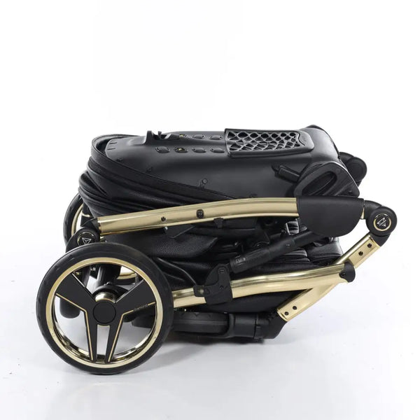 Junama Handcraft Diamond Pram – 2 in 1 Luxury Black & Gold Travel System Junama