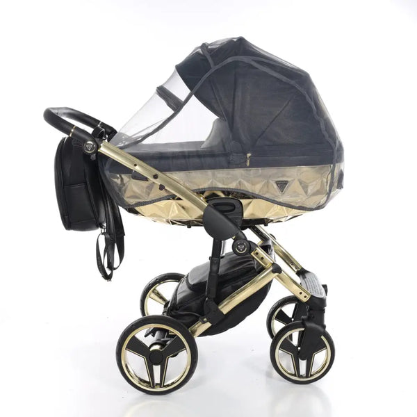 Junama Handcraft Diamond Pram – 2 in 1 Luxury Black & Gold Travel System Junama