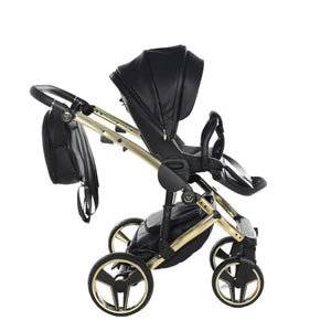 Junama Handcraft Diamond Pram – 2 in 1 Luxury Black & Gold Travel System Junama