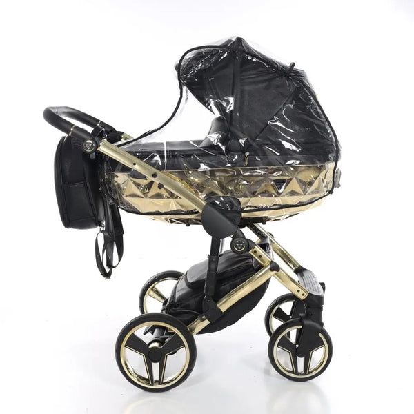 Junama Handcraft Diamond Pram – 2 in 1 Luxury Black & Gold Travel System Junama