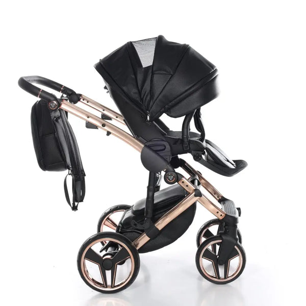 Junama Handcraft Diamond Pram – 2 in 1 Luxury Black & Rose Gold Travel System Junama