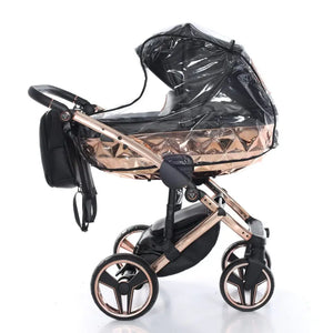 Junama Handcraft Diamond Pram – 2 in 1 Luxury Black & Rose Gold Travel System Junama