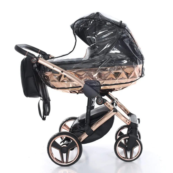 Junama Handcraft Diamond Pram – 2 in 1 Luxury Black & Rose Gold Travel System Junama