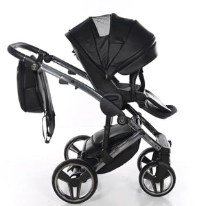 Junama Handcraft Diamond Pram – 2 in 1 Luxury Black Travel System Junama