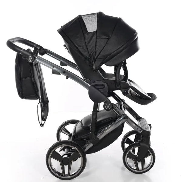 Junama Handcraft Diamond Pram – 2 in 1 Luxury Black Travel System Junama