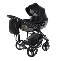 Junama Handcraft Diamond Pram – 2 in 1 Luxury Black Travel System Junama