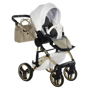 Junama Handcraft Diamond Pram – 2 in 1 Luxury Glitter Gold Travel System Junama