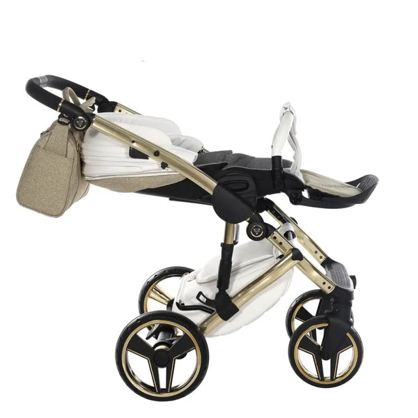 Junama Handcraft Diamond Pram – 2 in 1 Luxury Glitter Gold Travel System Junama