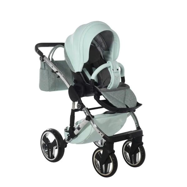 Junama Handcraft Diamond Pram – 2 in 1 Luxury Glitter Mint Travel System Junama