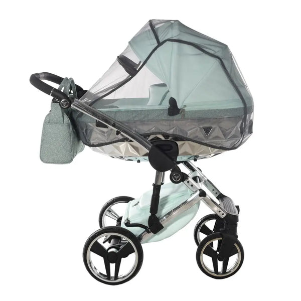 Junama Handcraft Diamond Pram – 2 in 1 Luxury Glitter Mint Travel System Junama