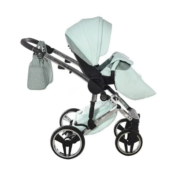 Junama Handcraft Diamond Pram – 2 in 1 Luxury Glitter Mint Travel System Junama