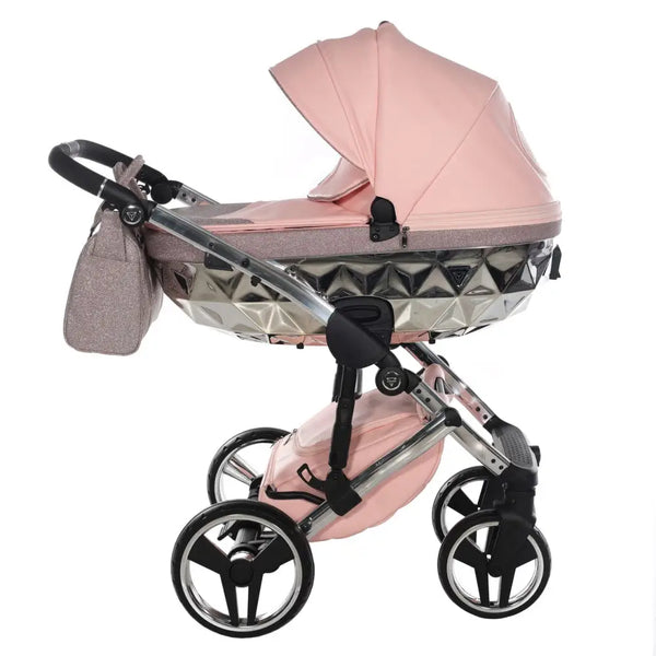 Junama Handcraft Diamond Pram – 2 in 1 Luxury Glitter Pink Travel System Junama