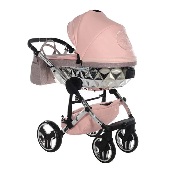 Junama Handcraft Diamond Pram – 2 in 1 Luxury Glitter Pink Travel System Junama