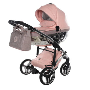 Junama Handcraft Diamond Pram – 2 in 1 Luxury Glitter Pink Travel System Junama