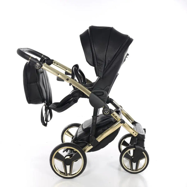 Junama Handcraft Diamond Pram – 3 in 1 Luxury Black & Gold Travel System Junama