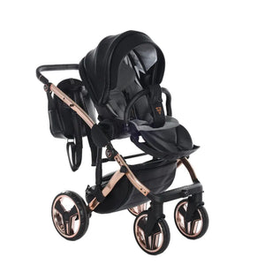 Junama Handcraft Diamond Pram – 3 in 1 Luxury Black & Rose Gold Travel System Junama