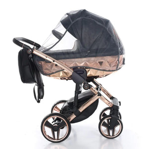 Junama Handcraft Diamond Pram – 3 in 1 Luxury Black & Rose Gold Travel System Junama