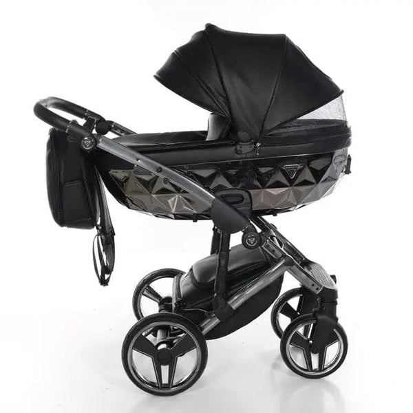 Junama Handcraft Diamond Pram – 3 in 1 Luxury Black Travel System Junama