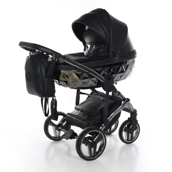 Junama Handcraft Diamond Pram – 3 in 1 Luxury Black Travel System Junama
