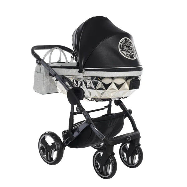 Junama Handcraft Diamond Pram – 3 in 1 Luxury Glitter Black Travel System Junama