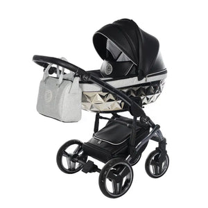 Junama Handcraft Diamond Pram – 3 in 1 Luxury Glitter Black Travel System Junama