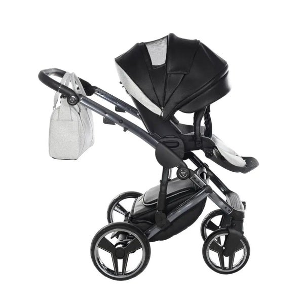 Junama Handcraft Diamond Pram – 3 in 1 Luxury Glitter Black Travel System Junama