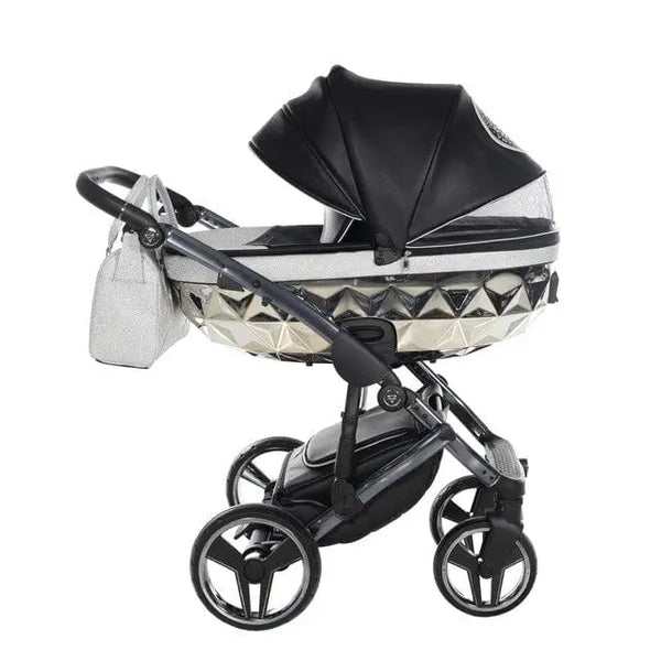 Junama Handcraft Diamond Pram – 3 in 1 Luxury Glitter Black Travel System Junama