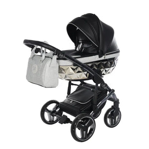 Junama Handcraft Diamond Pram – 3 in 1 Luxury Glitter Black Travel System Junama