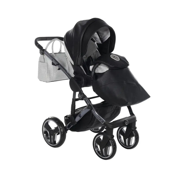 Junama Handcraft Diamond Pram – 3 in 1 Luxury Glitter Black Travel System Junama