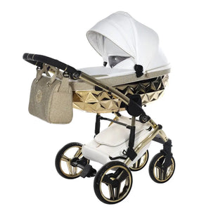 Junama Handcraft Diamond Pram – 3 in 1 Luxury Glitter Gold Travel System Junama