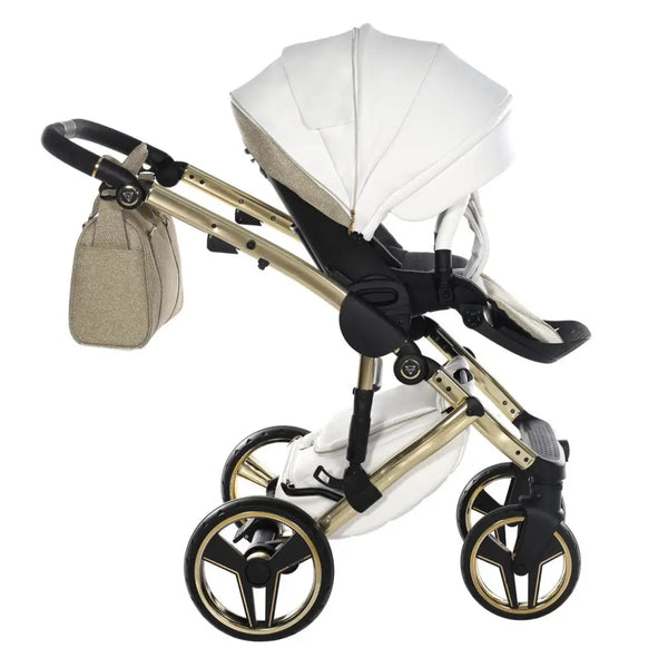 Junama Handcraft Diamond Pram – 3 in 1 Luxury Glitter Gold Travel System Junama