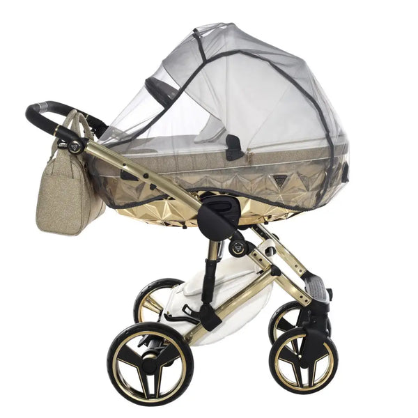 Junama Handcraft Diamond Pram – 3 in 1 Luxury Glitter Gold Travel System Junama