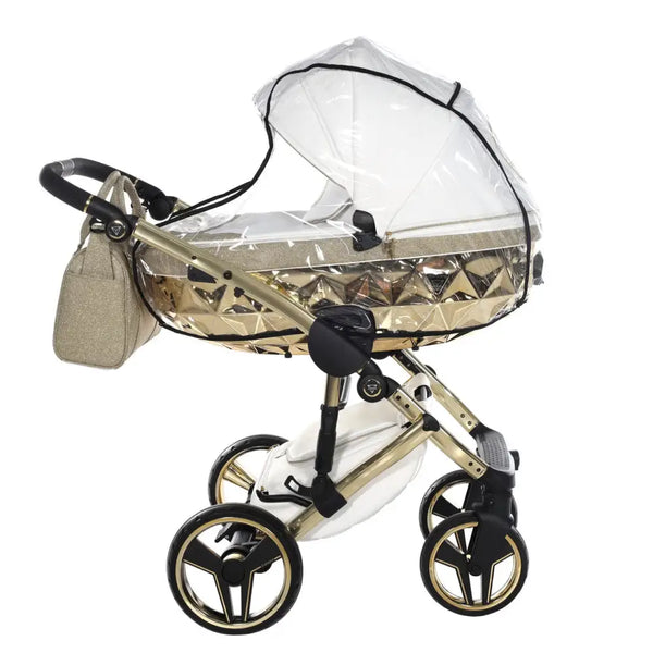 Junama Handcraft Diamond Pram – 3 in 1 Luxury Glitter Gold Travel System Junama