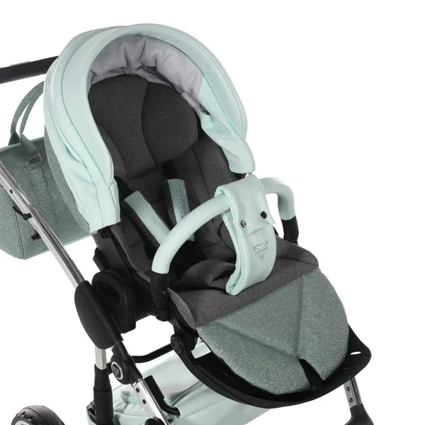Junama Handcraft Diamond Pram – 3 in 1 Luxury Glitter Mint Travel System Junama