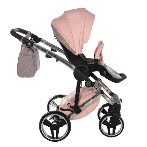 Junama Handcraft Diamond Pram – 3 in 1 Luxury Glitter Pink Travel System Junama
