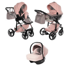 Junama Handcraft Diamond Pram – 3 in 1 Luxury Glitter Pink Travel System Junama