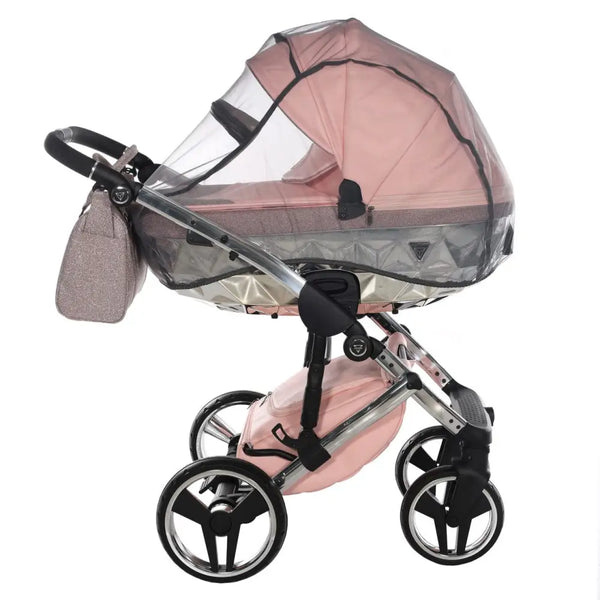 Junama Handcraft Diamond Pram – 3 in 1 Luxury Glitter Pink Travel System Junama