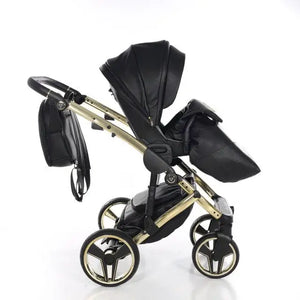 Junama Handcraft Diamond Pram With Isofix – 3 in 1 Luxury Black & Gold Travel System Junama