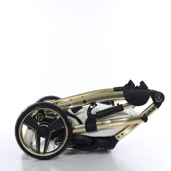 Junama Handcraft Diamond Pram With Isofix – 4 in 1 Luxury White & Gold Travel System Junama