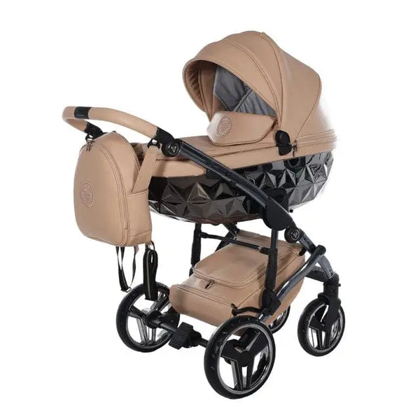 Junama Handcraft Diamond Pram With Isofix Base – 4 in 1 Luxury Camel Travel System Junama