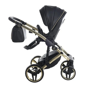 Junama Handcraft Enzo Black & Gold Pram – 2 in 1 Luxury Travel System Junama