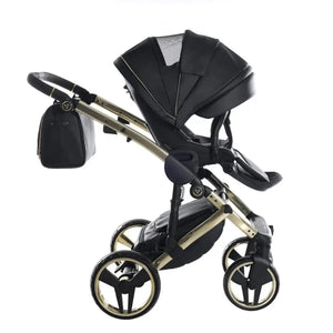 Junama Handcraft Enzo Black & Gold Pram With Isofix – 4 in 1 Luxury Travel System Junama