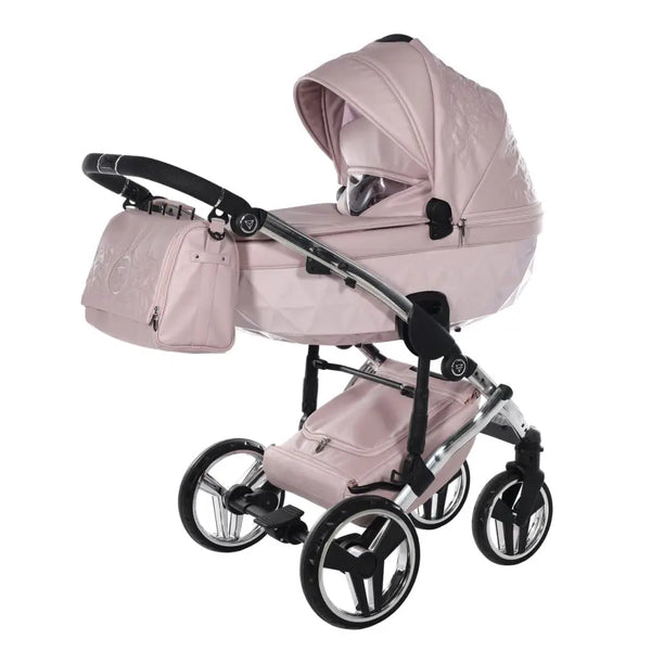 Junama Handcraft Enzo Pink Pram – 2 in 1 Luxury Travel System Junama