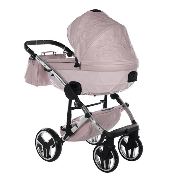 Junama Handcraft Enzo Pink Pram – 2 in 1 Luxury Travel System Junama