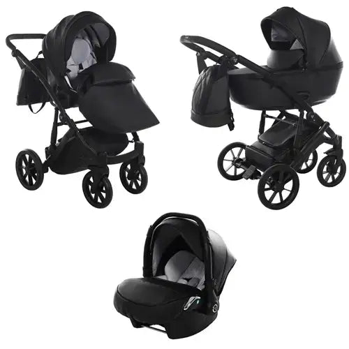 Junama Space Eco Leatherette 3 in 1 Pram - Black Junama