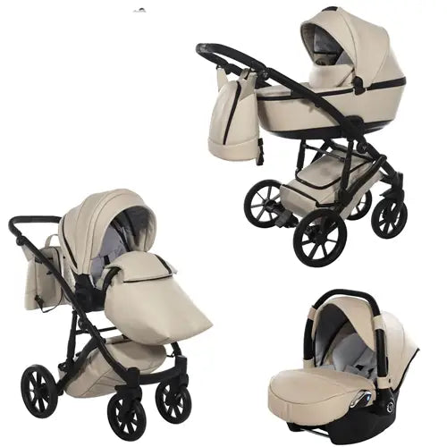 Junama Space Eco Leatherette 4 in 1 Travel System with Isofix Base - Latte Junama