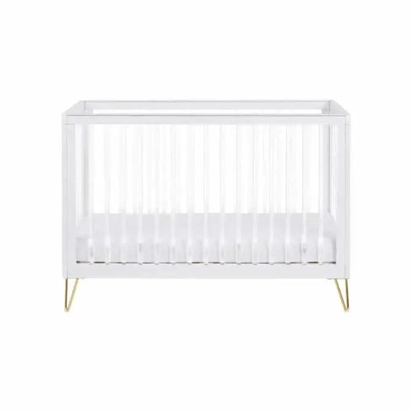 Kimi Acrylic Cot Bed in White and Gold 120cm x 60cm Babymore