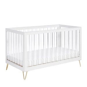 Kimi Acrylic Cot Bed in White and Gold 140cm x 70cm Babymore